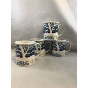 Set of 4 Christmas Eve by Shafford Christmas Mugs In Original Box *